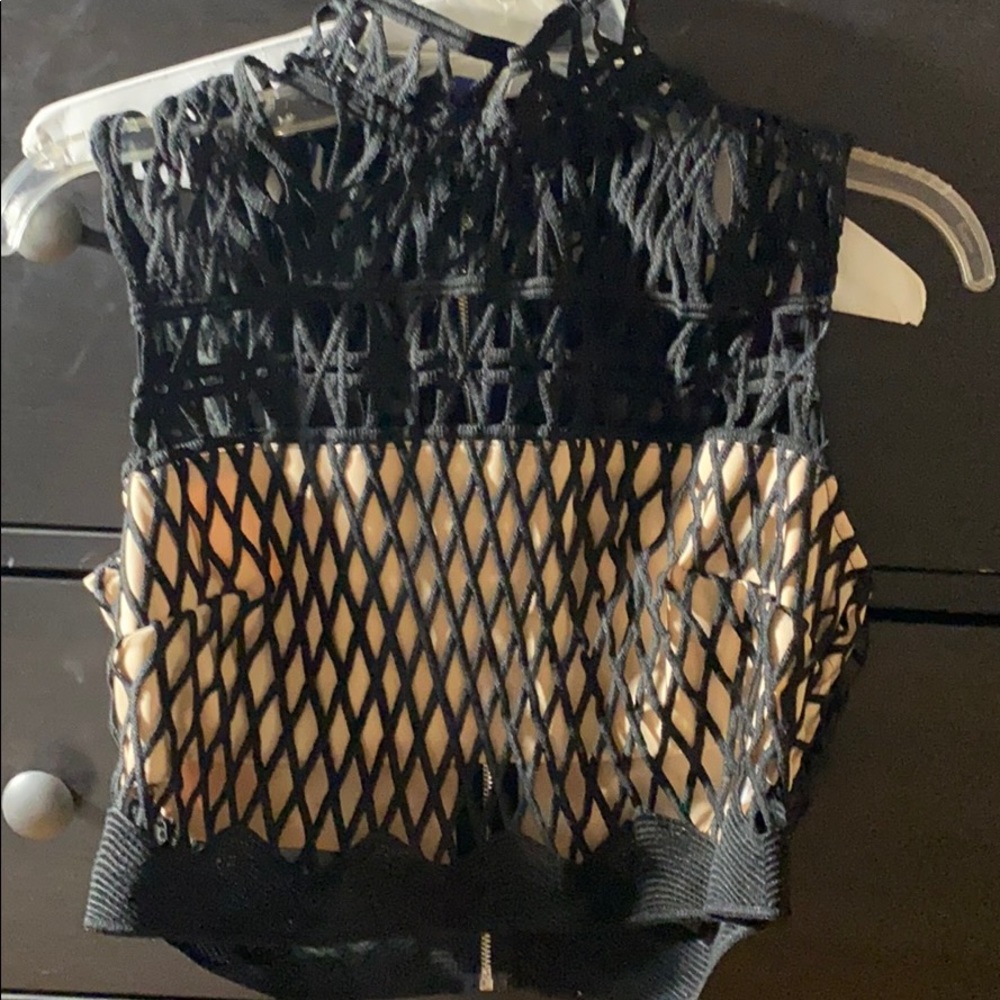 Black net crop top